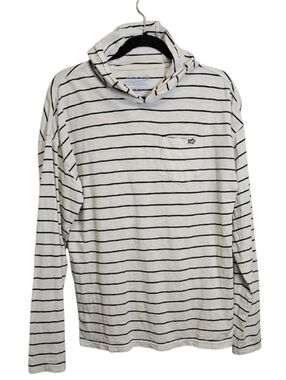 Southern Tide Lightweight Hooded Striped Tee, White/blue Size Medium 100% Cotton